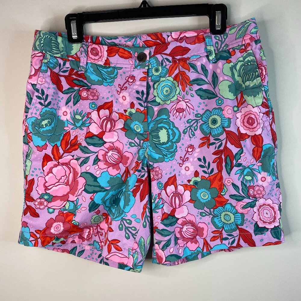 Talbots Floral Womens Size 8 Relaxed Chino Shorts NWOT